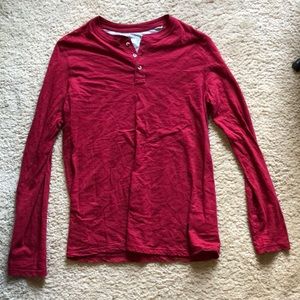 Long Sleeve Henley - Red